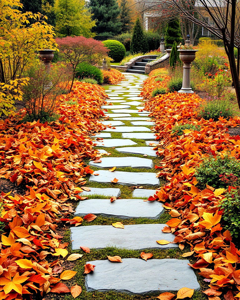 garden path with leaves idea