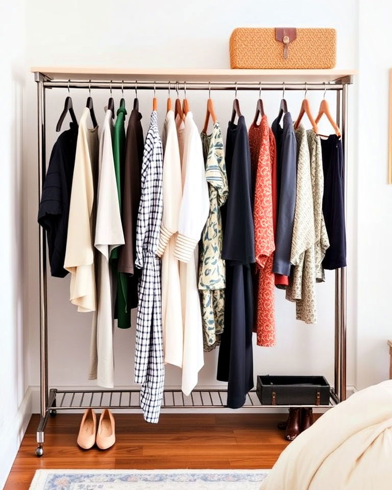 garment rack outside the closet