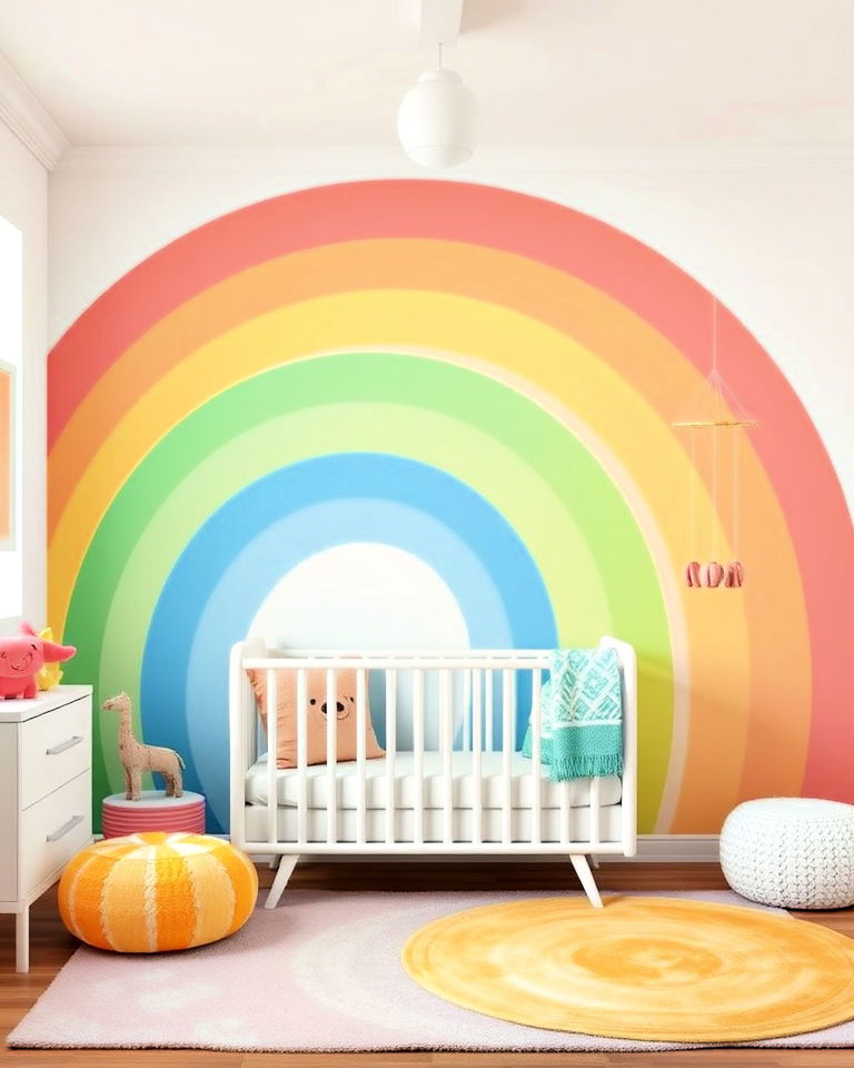 gender neutral rainbow theme baby room