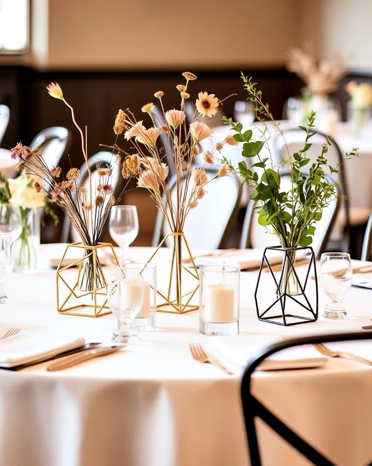 geometric metal vases
