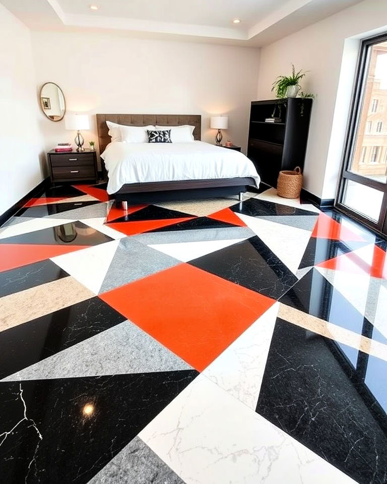 geometric patterned epoxy floor
