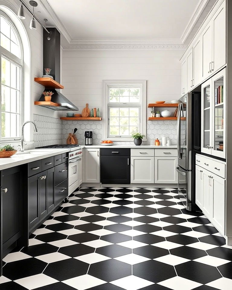 geometric patterns floor for kitchen