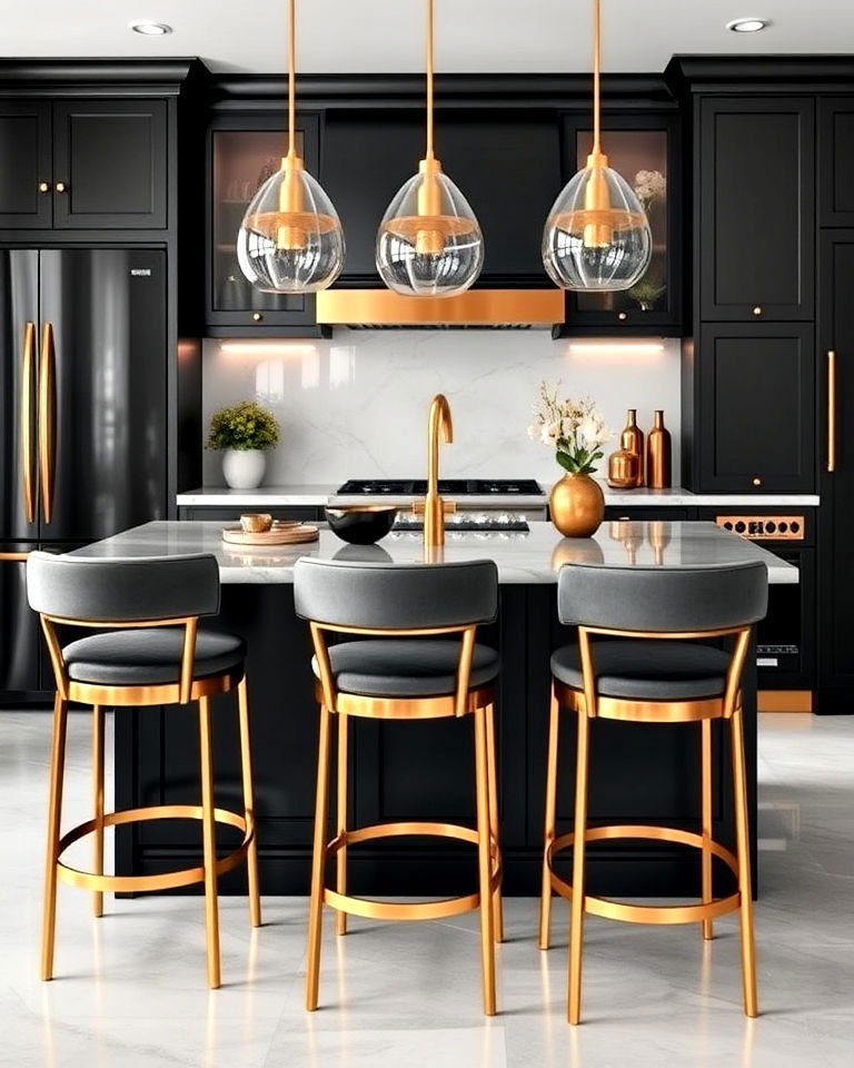 glamorous and functional gold counter stools