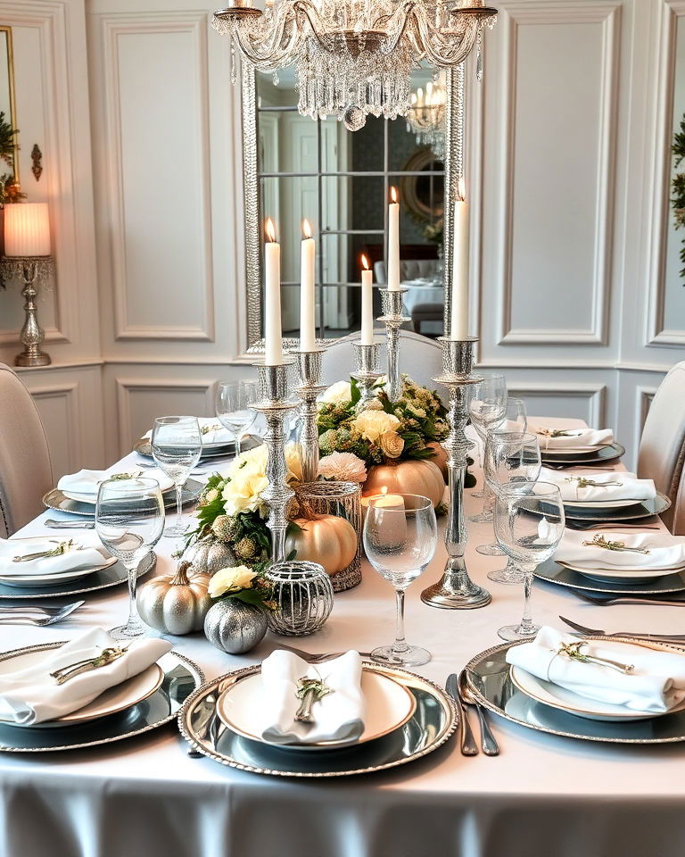 glamorous silver and crystal setting
