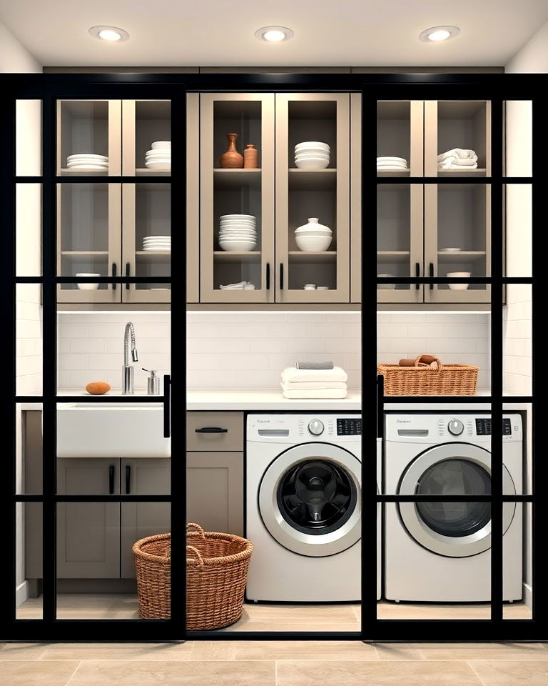 glass doors with black frames