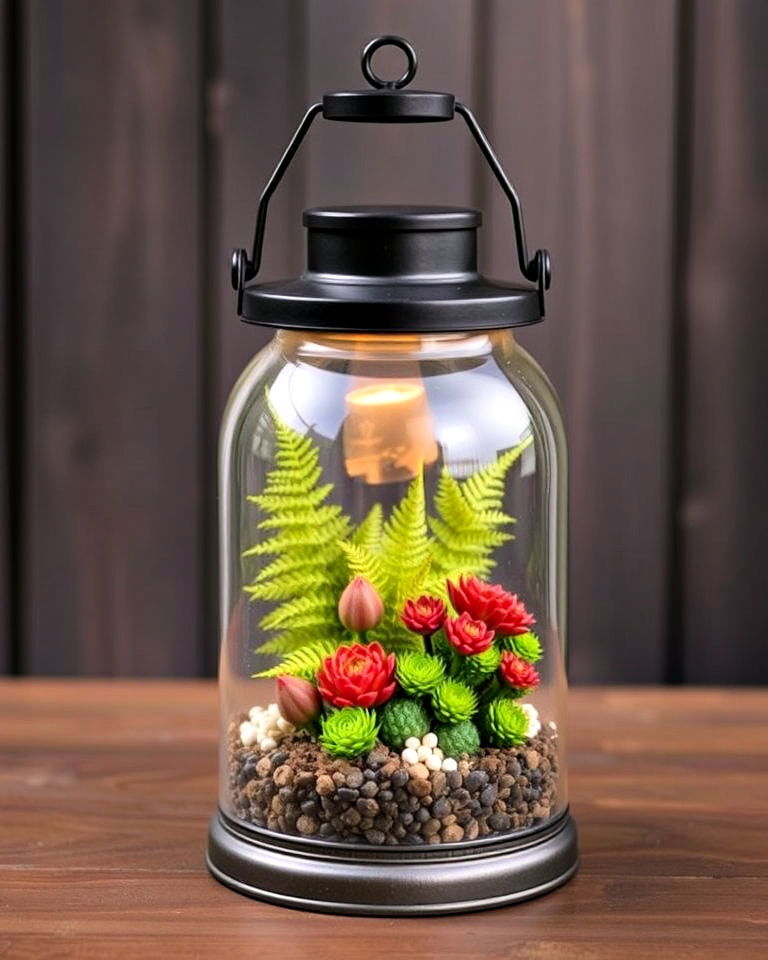 glass lantern as a terrarium