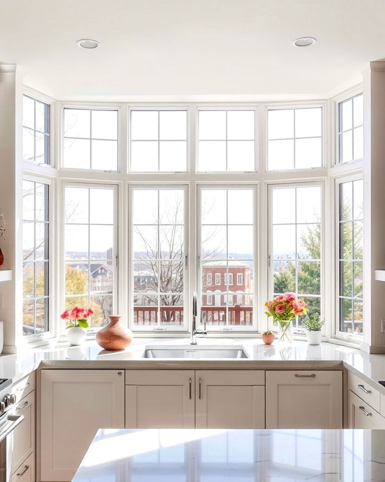 glass pane bay window for kitchen