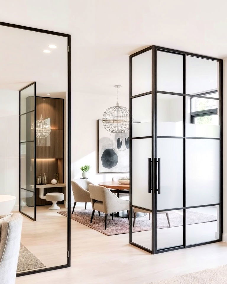 glass partition in townhouse
