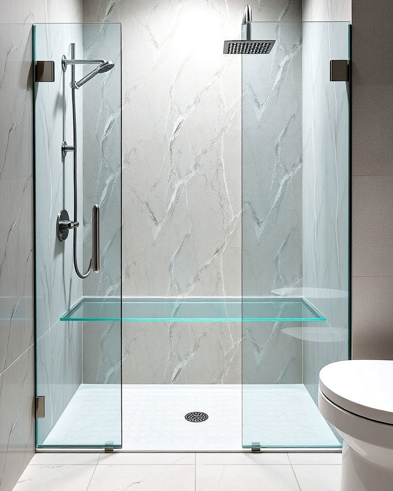 glass shower bench