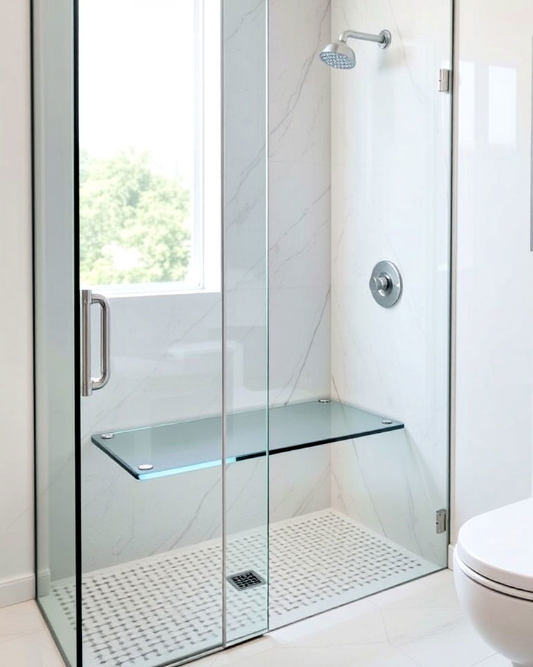 glass shower bench