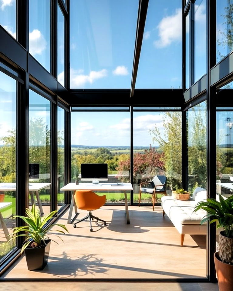 glass walled garden studio