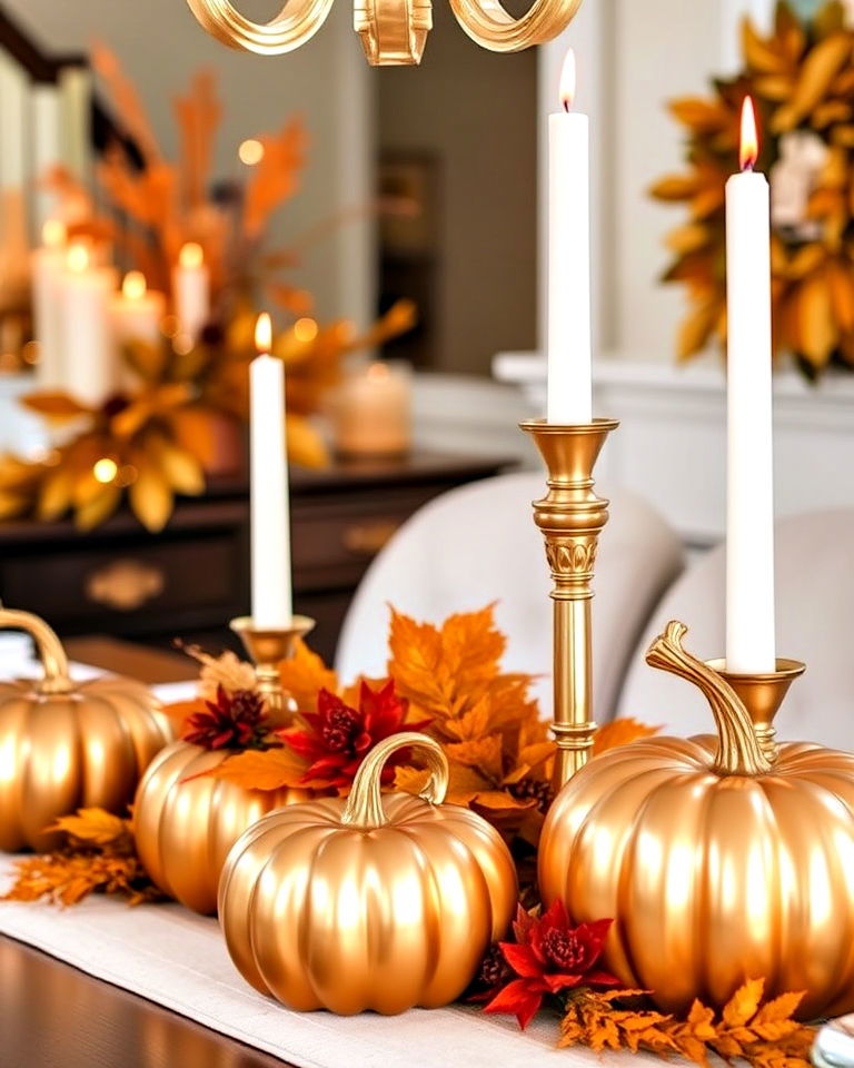 golden accents to for an elegant thanksgiving decor