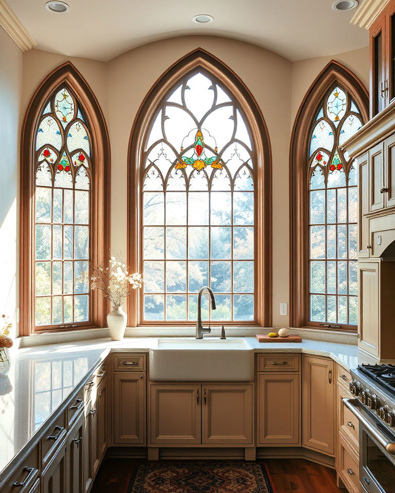 gothic arch windows for kitchen