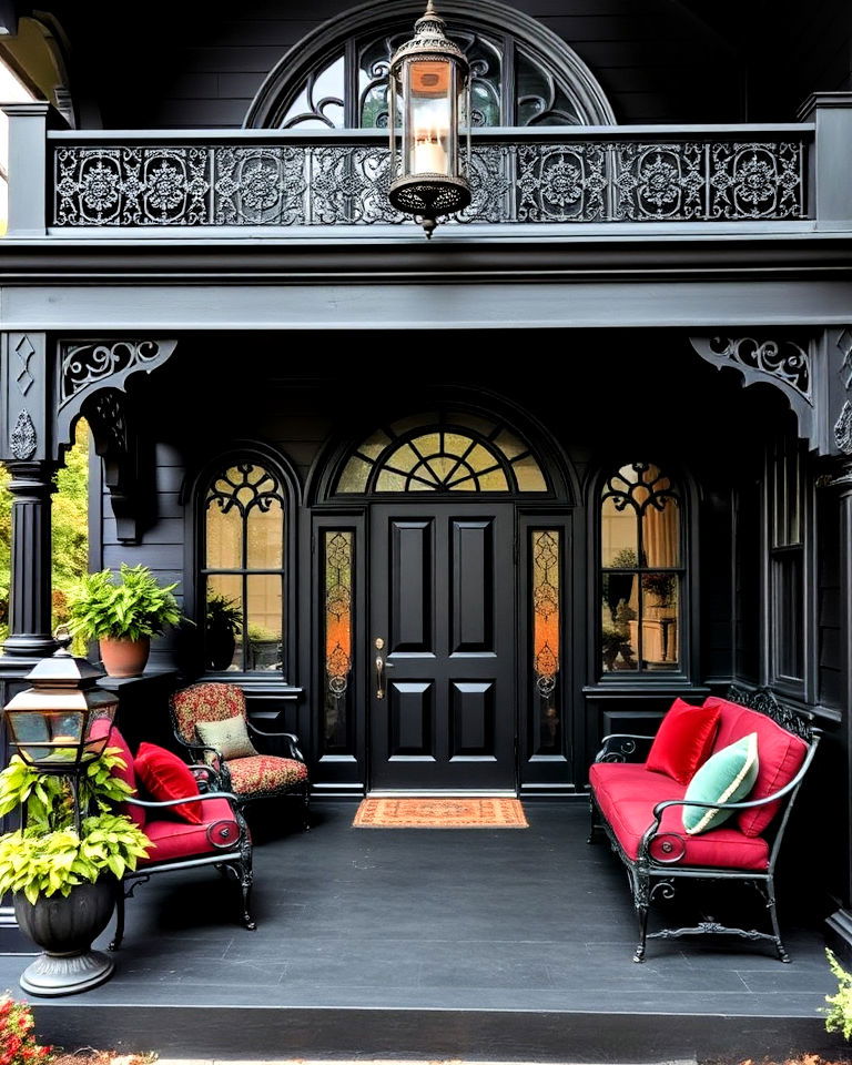 gothic inspired black porch