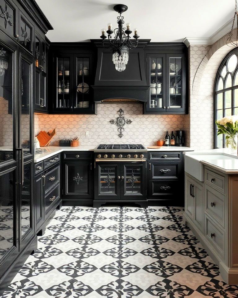 gothic inspired tile flooring
