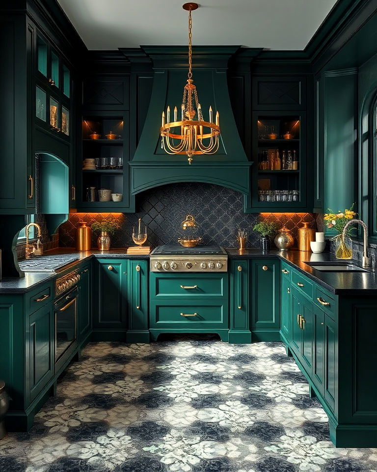 gothic kitchen deep moody color palette