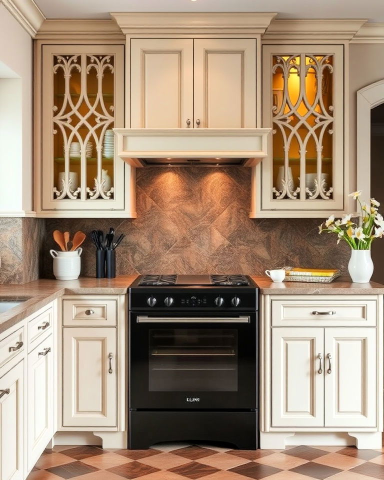 gothic touch cross shaped cabinet or window panes