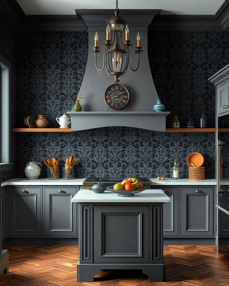 gothic wallpaper or wall stencils for kitchen