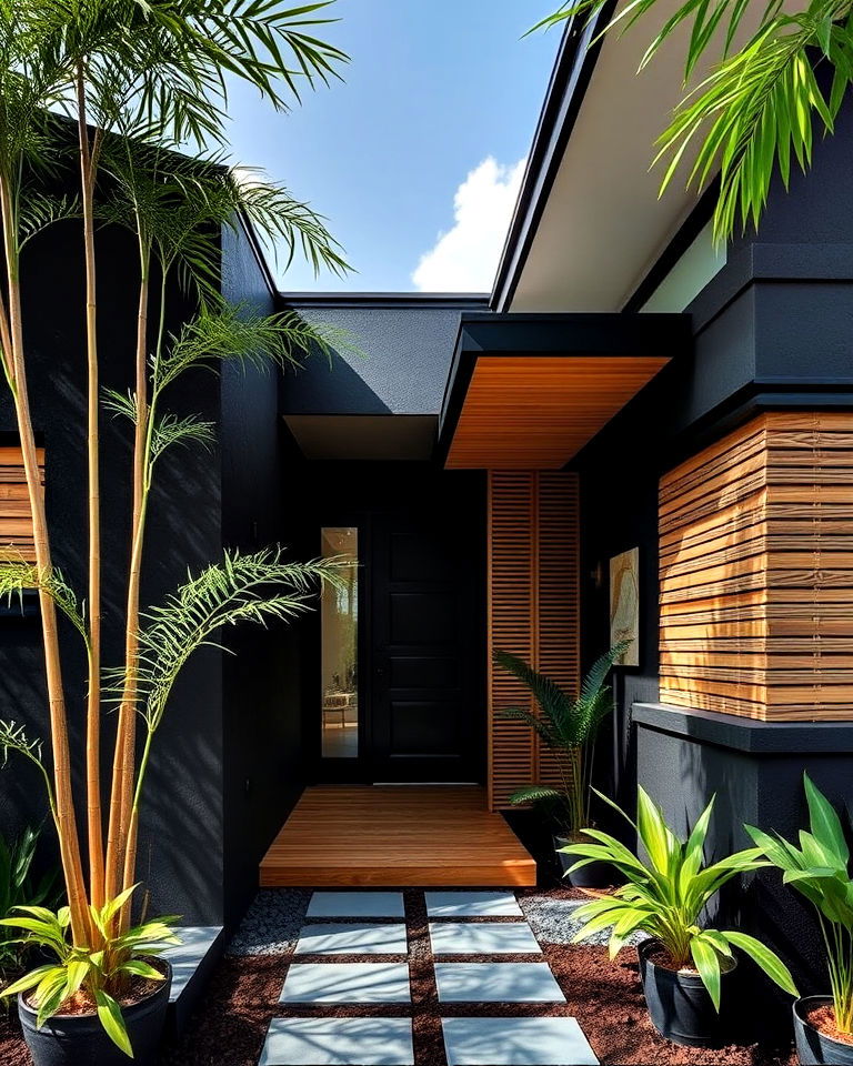 graphite black house with bamboo accents