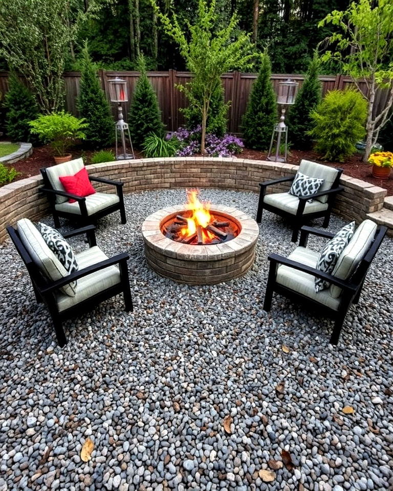 gravel fire pit area