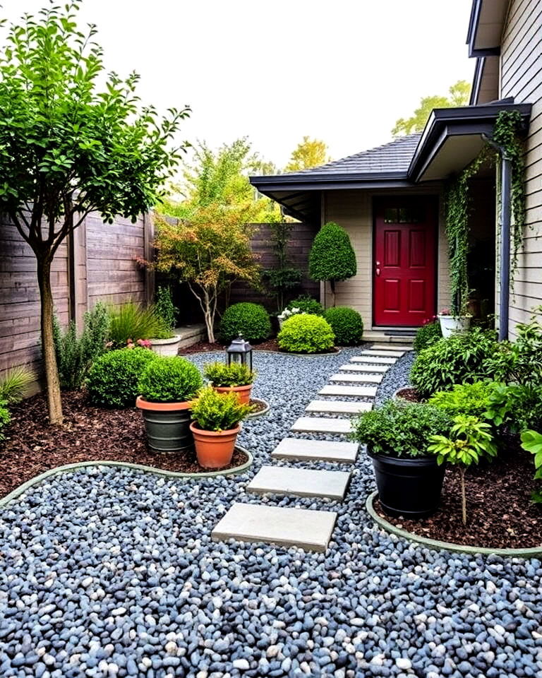 gravel for a low maintenance design for small front garden