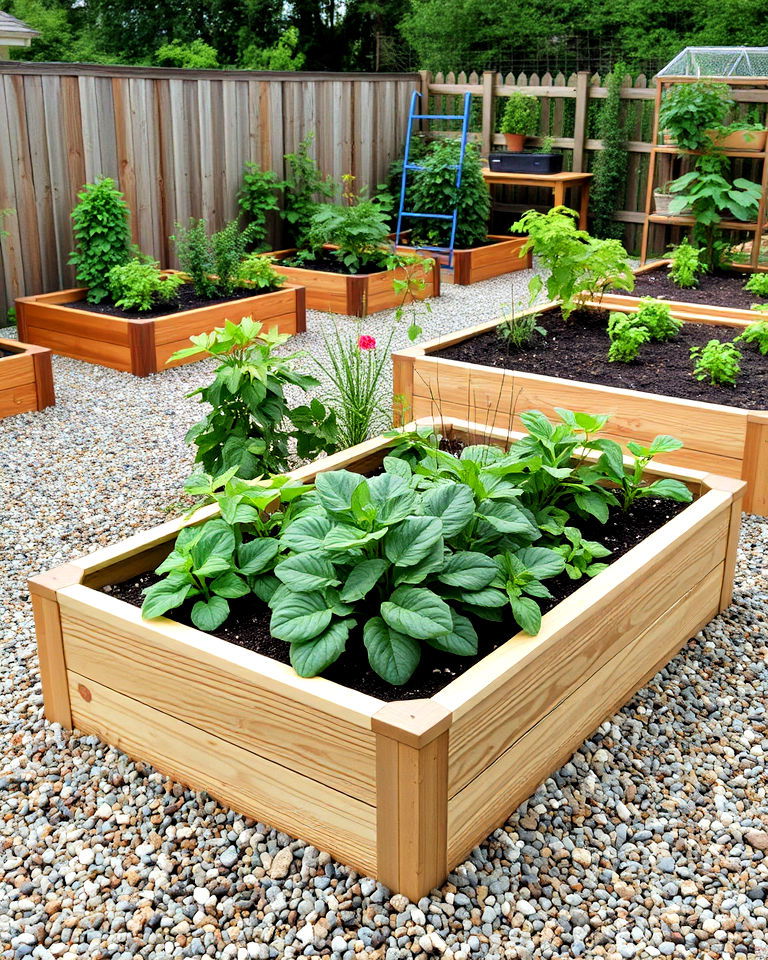 gravel garden for raised vegetable beds