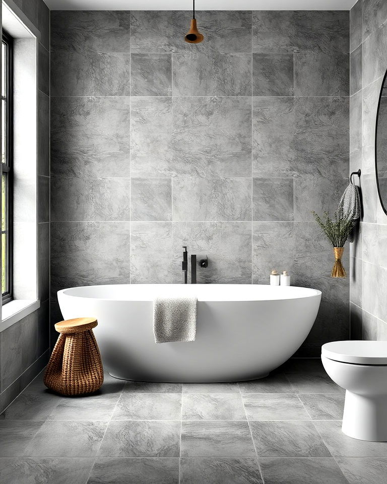gray cement tiles for a modern style bathroom
