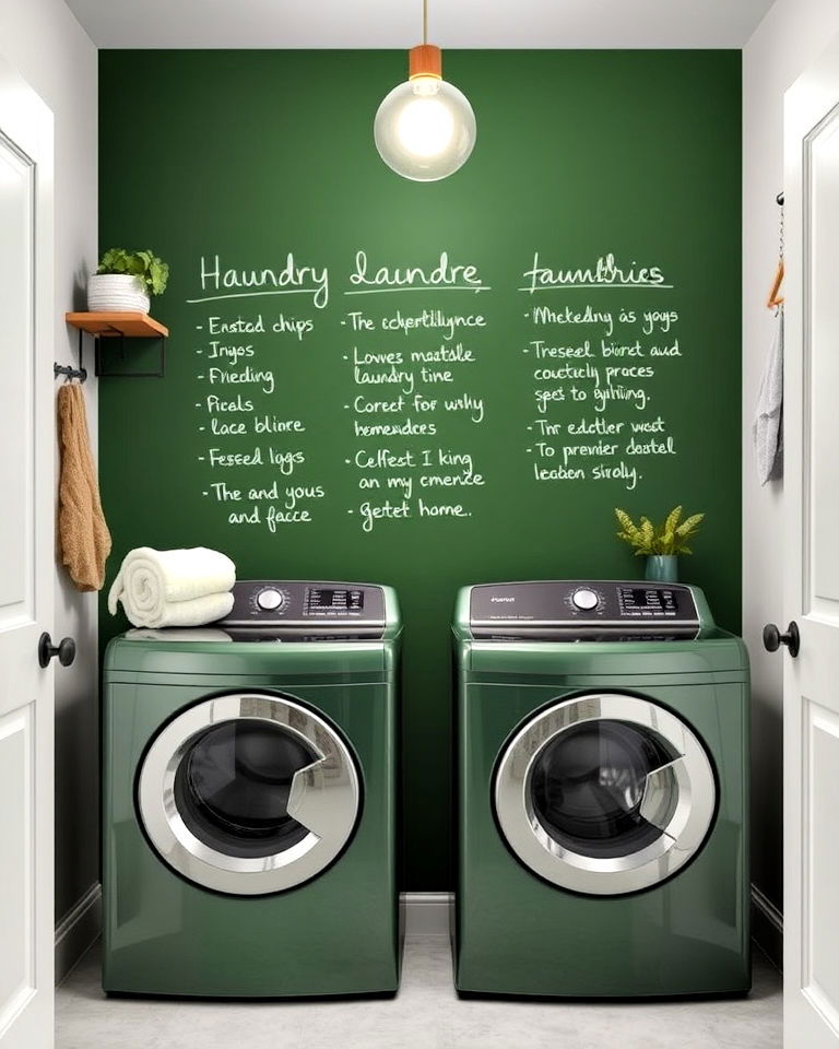 green chalkboard wall for laundry room