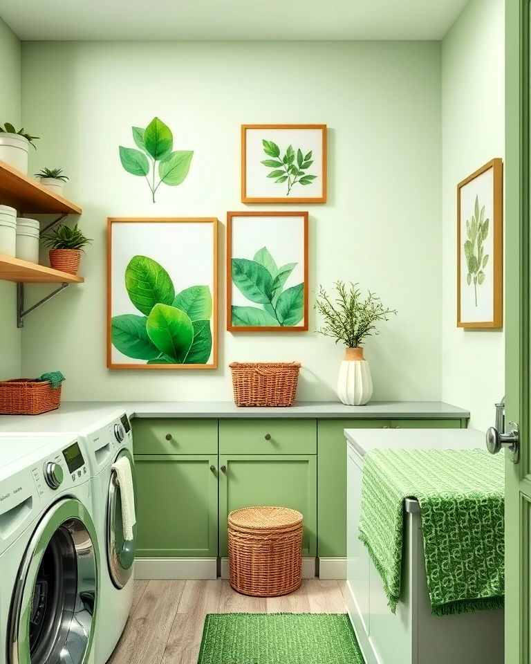 green themed artwork for laundry room