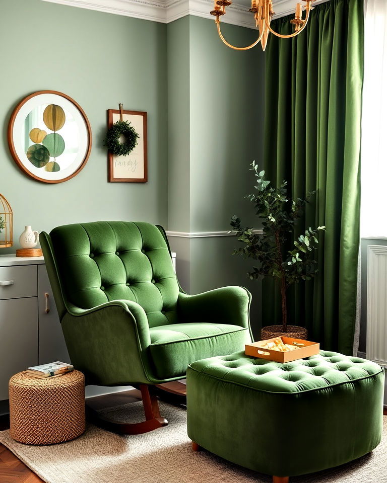 green velvet upholstery nursery
