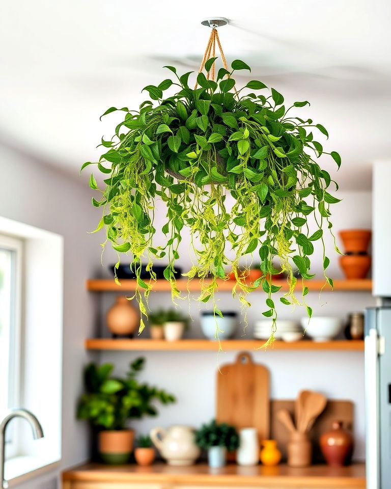 greenery with hanging plants