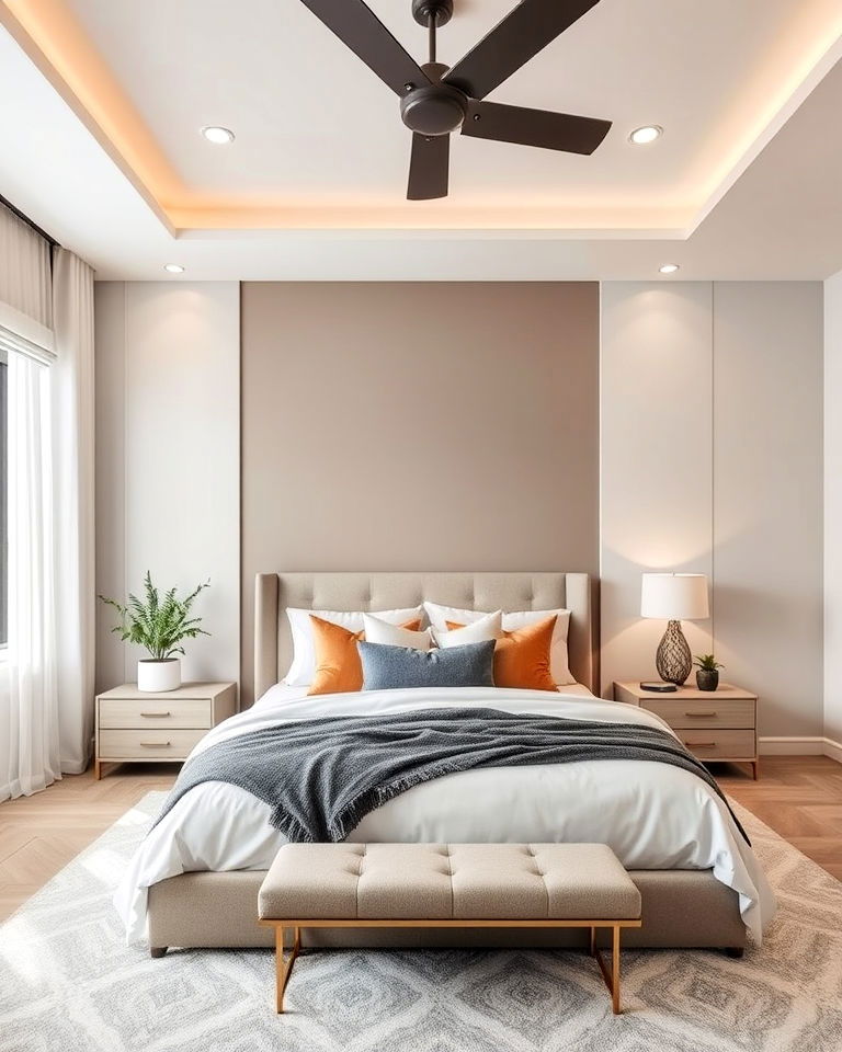 greige bedroom accent wall as a bold statement