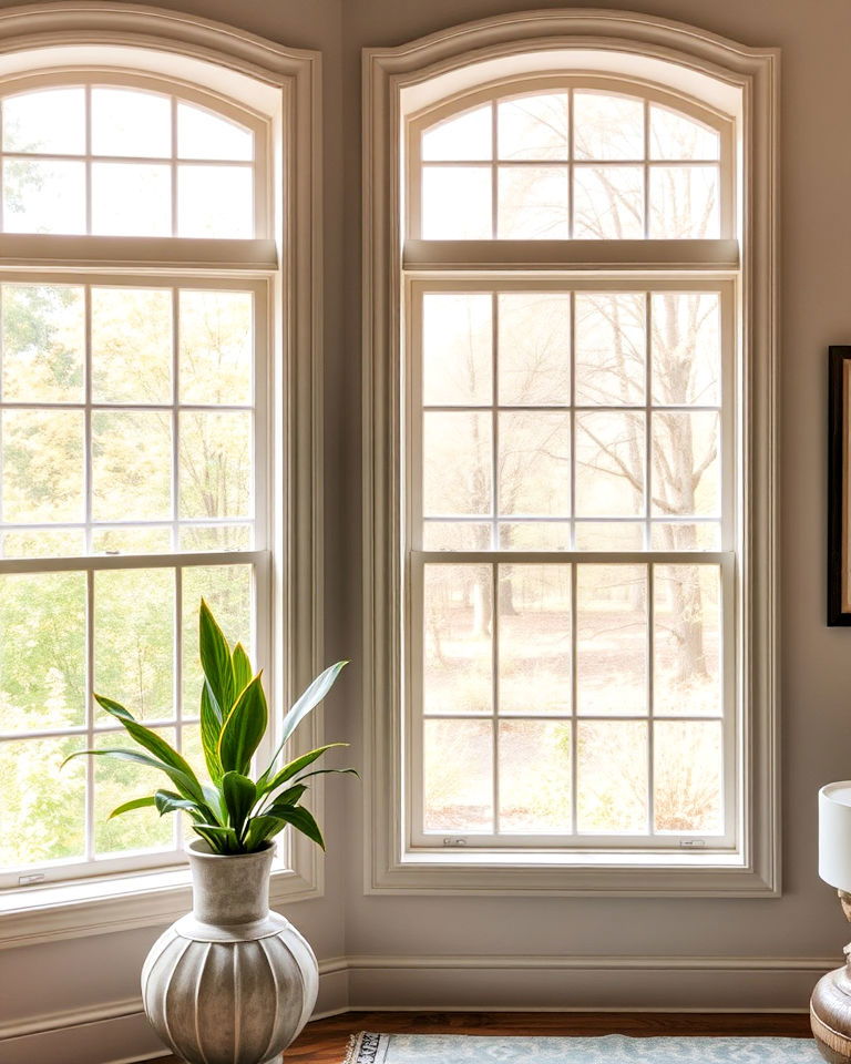 greige colored window frames for a polished look