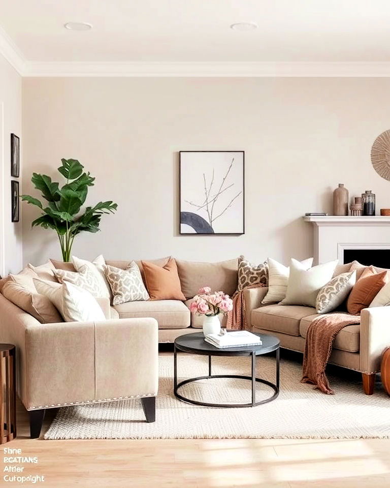 greige upholstered furniture for living room