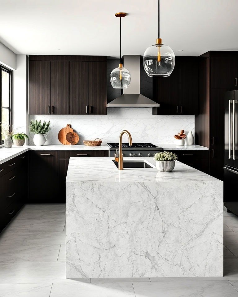 grey marble kitchen countertop