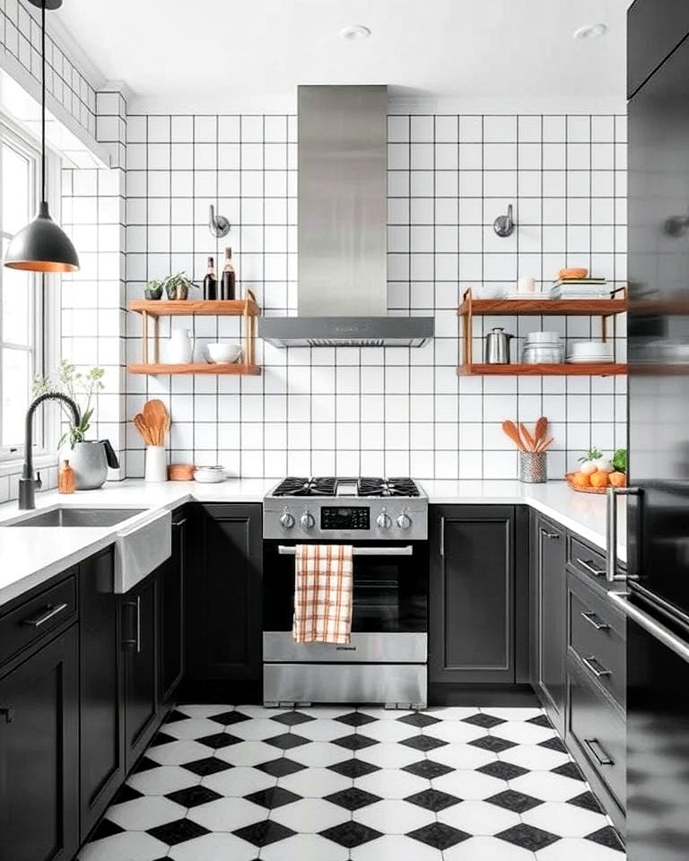 grid patterns kitchen wallpaper