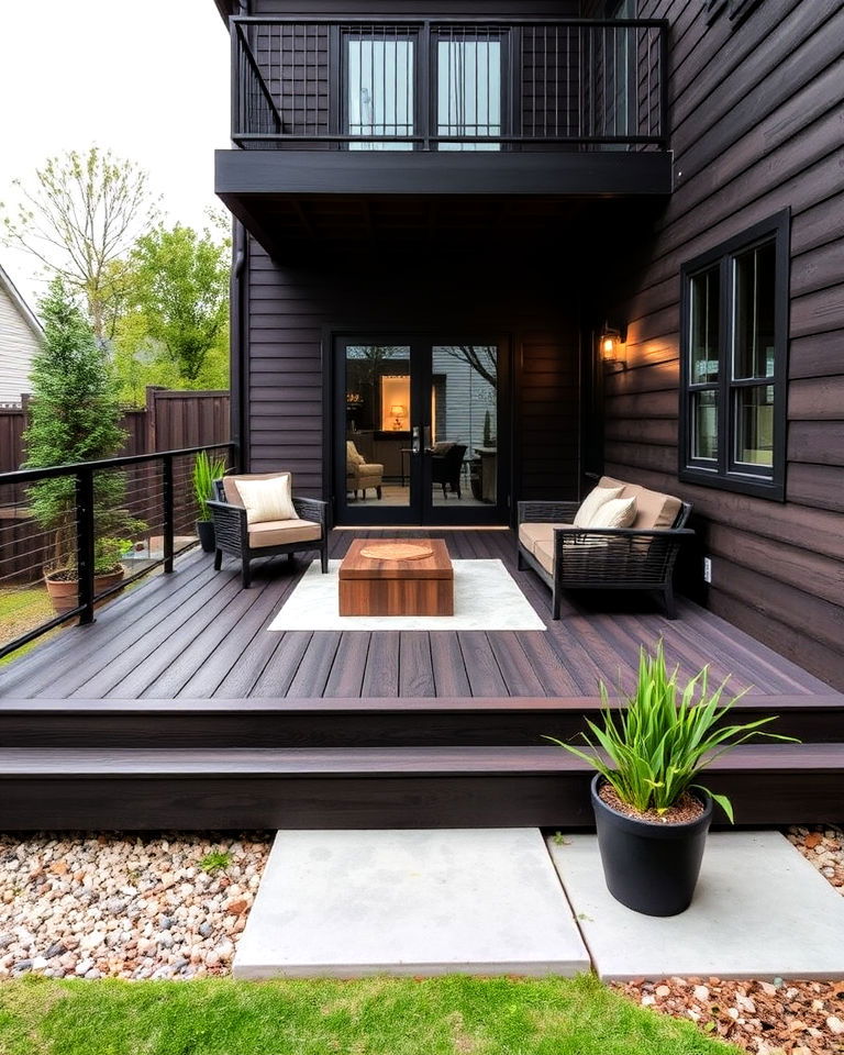 ground level deck with industrial touches