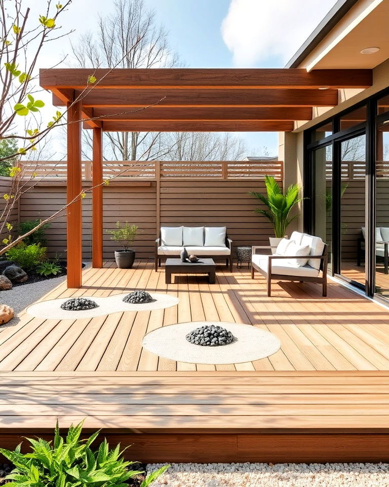 ground level deck with zen garden