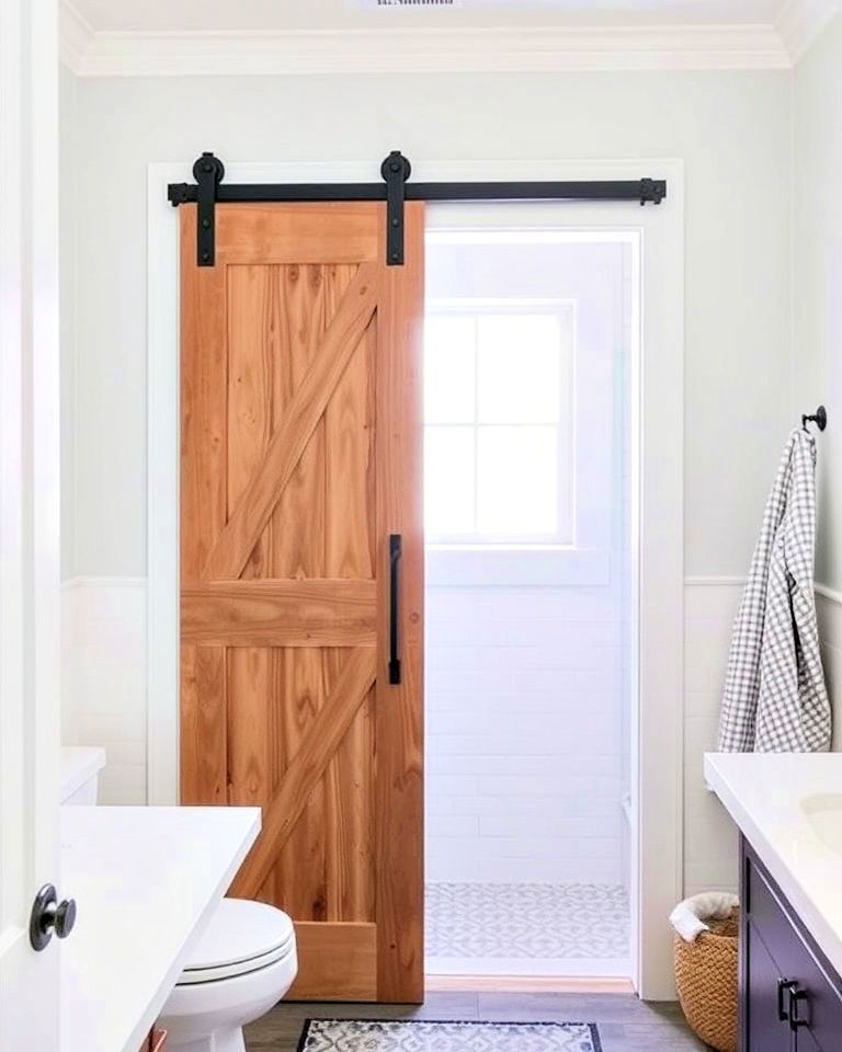 half barn door for bathroom