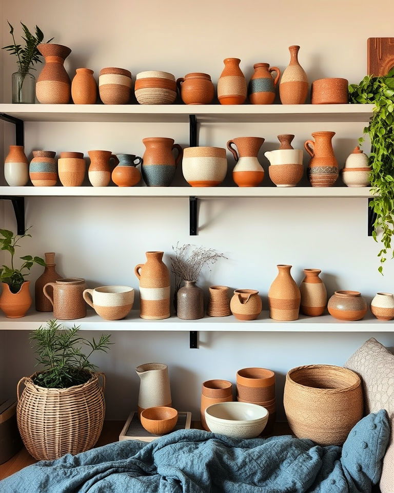 handmade pottery pieces indie room