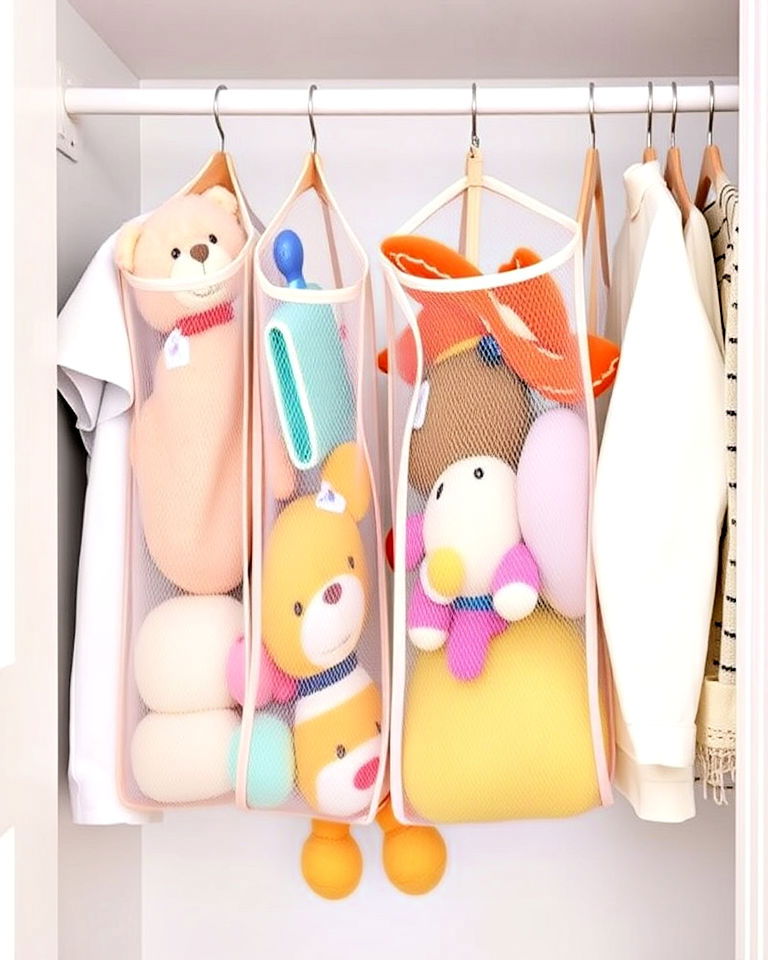hanging closet mesh bags for stuffed animals