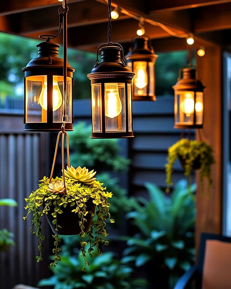 hanging lantern planters for small garden