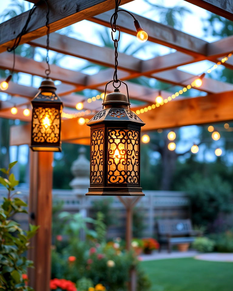 hanging lanterns and string lights