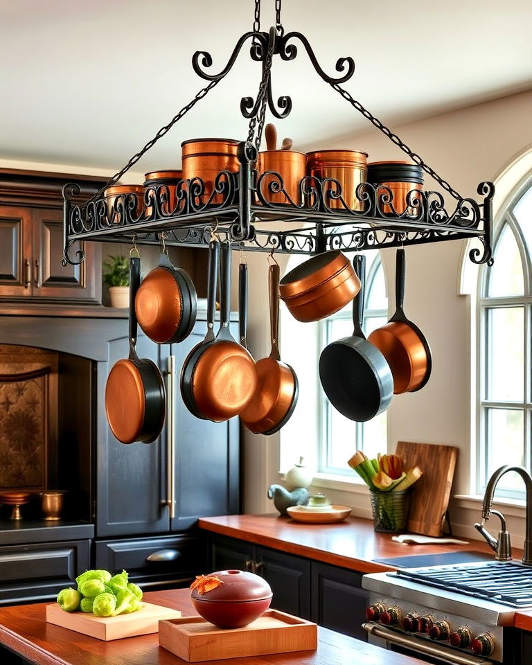 hanging pot racks for gothic kitchen