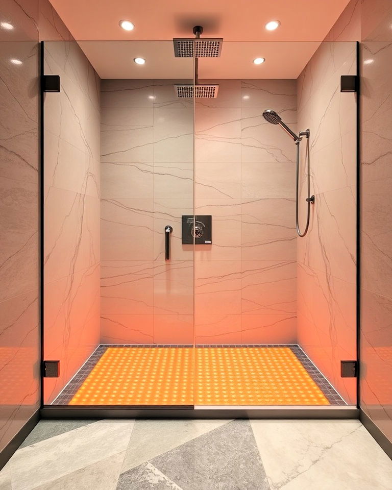heated floors for added comfort shower