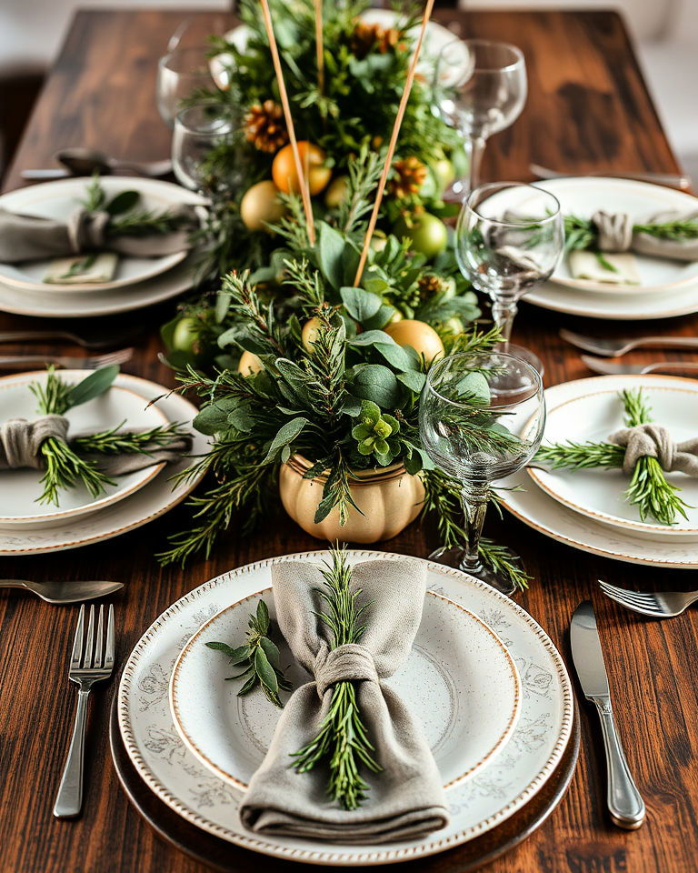 herb centric thanksgiving table settings