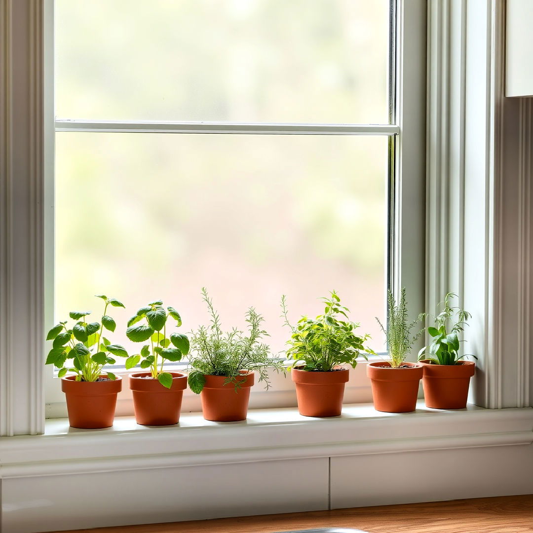 herb garden windowsill for kitchen
