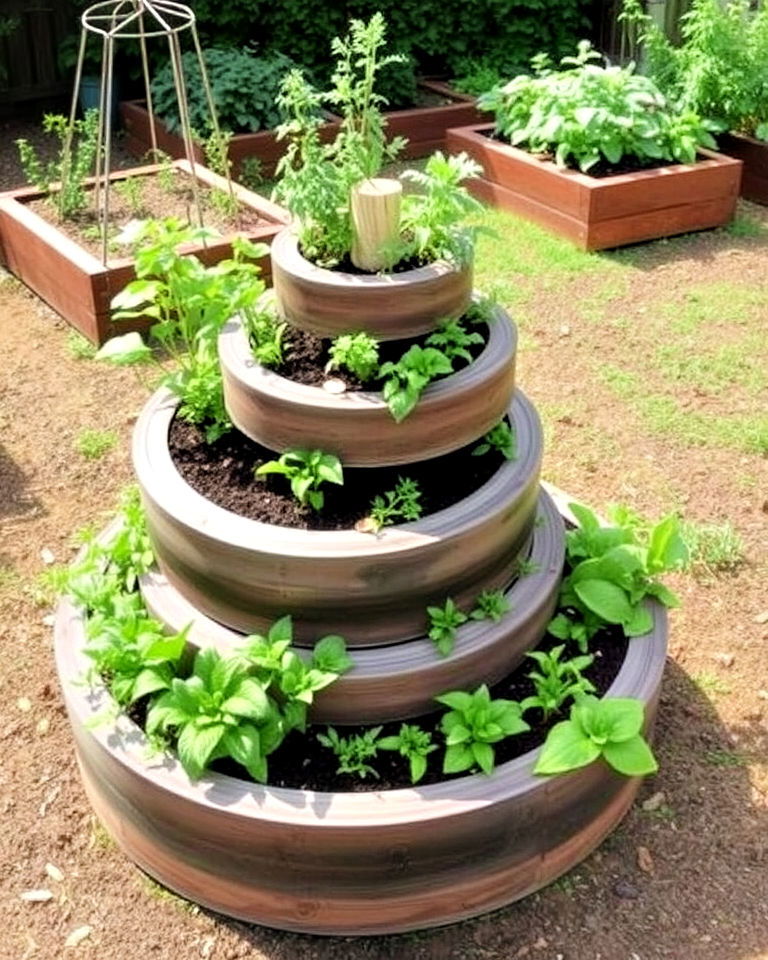 herb spiral garden bed for compact growing