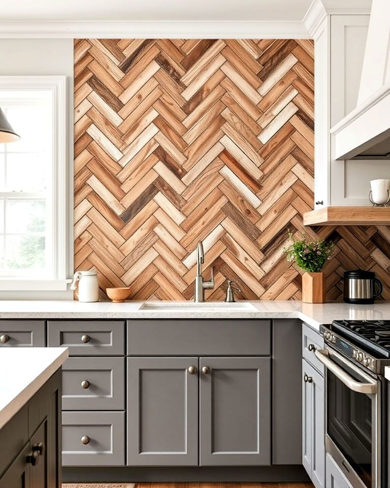 herringbone wood pattern to add texture