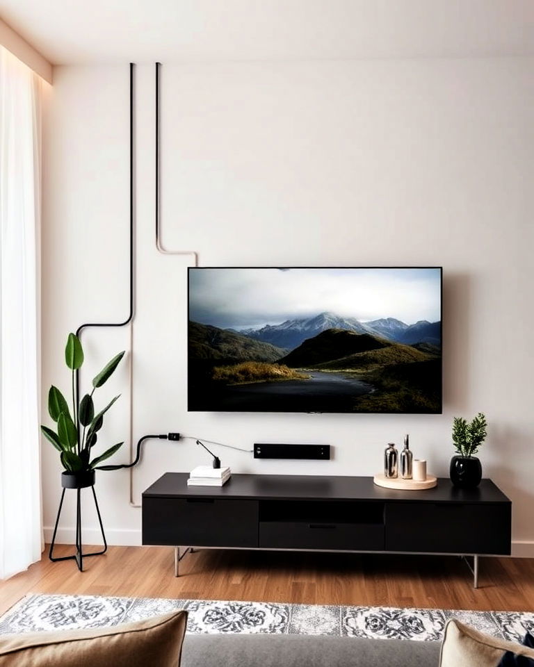 hidden cable management for a neat tv room